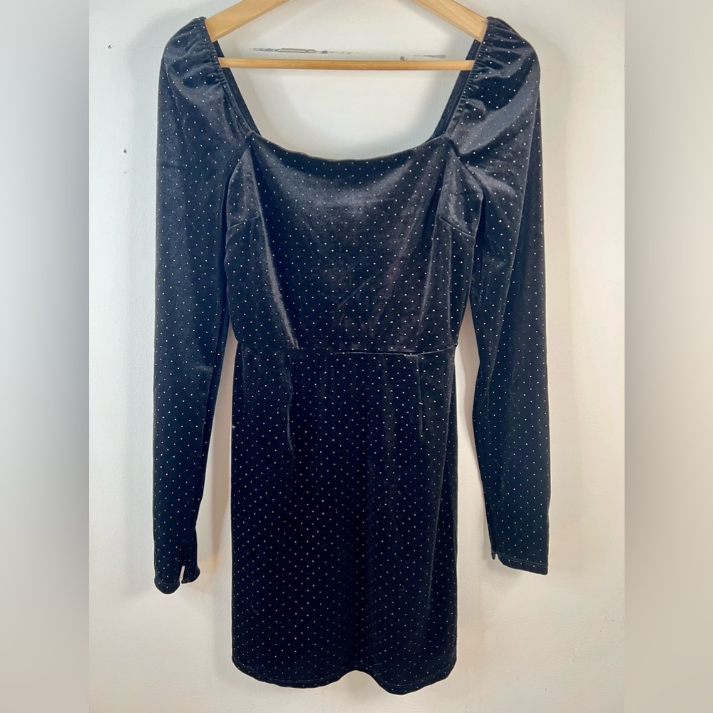 Mi Ami Black Velvet Long Sleeve Dress Size M Women’s